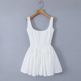 MQTIME  -  Summer Backless White Corset Fishbone Mini Dresses Women Sexy Tunic Waist Swing Birthday Dress Female Holiday Party Dresses