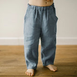 MQTIME  -  Boys Casual Linen Straight Pants Spring Summer New Children's Elastic Waist Loose Pants Trousers With Pockets Kids Clothes