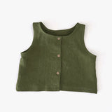 MQTIME  -  Retro Children's Linen Sleeveless Top + Shorts 2pcs Sets Summer New Boys And Girls Buttons Casual Thin Cotton Linen Suit TZ271