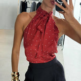 MQTIME  -  Polka Dot Sleeveless Backless Women Halter Top for Spring Summer Y2K Sexy High Street Hotgirl Slim Tops Fashion Party Vests