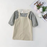 MQTIME  -  Girls' Classic Gingham Blouse and Strappy Suspender Skirt Set Baby's Toddler Kid Children Vintage Plaid Lace Lapel Collar Shirt