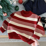 MQTIME  -  Christmas Children Boys Sweater New Winter Versatile Striped Thicken Warm Toddler Girls Knitwear Casual Kids Baby Boys Pullovers