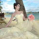 MQTIME  -  3D Butterfly Lace Skirt Heavy Industry High Grade Mesh Style Design Dress Vacation Beach Elegance Temperament Long Dress