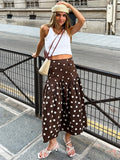 MQTIME  -  Spring Women's Clothing Polka Dot Slimming Elegant Office Wear A Line Long Skirt For Woman Polyester Vintage Midi Skirt With Fl