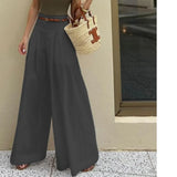 MQTIME  -  New Fashion High Waisted Wide Leg Trousers For Women's Spring And Autumn White Versatile Pocket Wide Leg Long Pants Female