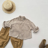  MQTIME  -  Autumn New Children Long Sleeve Shirts Cotton Boys Lapel Striped Shirts Fashion Baby Girls Casual Shirts Kids Clothes