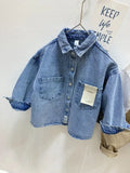 MQTIME  -  Children Boy Autumn Denim Jackets Cotton Sticker Pockets Infant Baby Boys Outerwear Loose Korea Turn Down Collar Little Boy Coat