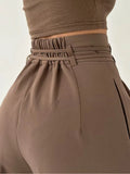  MQTIME  -  Fashion Y2K Wide Leg Long Pant For Women Elegant Elastic High Waist Double Drawstring Baggy Pant Office Lady Loose Suit Trousers