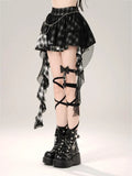 MQTIME  -  Goth Y2k Plaid Women Skirts Irregular Lace Mesh High Wasit Mini Skirt Gothic Style Punk Dark Aesthetics E-girl Clothes