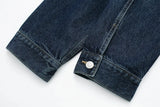  MQTIME  -  Women Dark Blue Denim Coat Heart Pattern Outerwear Long Sleeve Single Breasted Jacket Spring Female Chic Top Coats