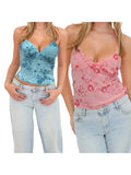 MQTIME  -  Women s Boho Style Embroidered Sleeveless V Neck Camisole with Open Back Detail and Floral Print Tank Top for Summer