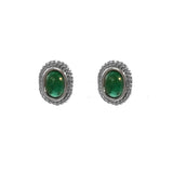 Mqtime Vintage Green Brown Crystal Oval Stud Earrings for Women  Autumn Winter Retro Court Style Metal Geometric Earrings Jewelry