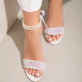 MQTIME  -  Coarse Heel Sandals Women's Lace Pearl New Summer Women's Sandals