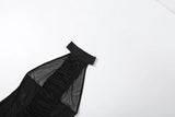 MQTIME  -  Ruched Patchwork See Through Mesh A-line Maxi Dress Women Sexy Halter Backless Bodycon Night Clubwear Party Long Robe Beachwear