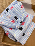 MQTIME  -  Summer Stripe Print Spwear High Waist Long Pants Women's Home Leisure Walking Pants Cartoon  Pattern Casual Joggers