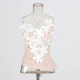 MQTIME  -  Sexy Niche Socialite Style Top 2025 Summer New Mesh Splicing Three-dimensional Flower Backless Camisole for Women