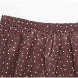 MQTIME  -  Brown Polka Dot Bubble Shorts Women Elastic Drawstring Waist Loose Flowy Puffy Short Pants Summer Holiday Weekend Shorts