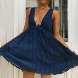 MQTIME  -  Solid Color Irregular Drawstring Dress for Beach robe femme