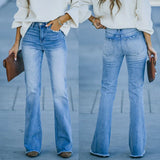 MQTIME  -  The New Tassel Stretch Mid-waist Micro Flared European and American Jeans Are Super Hot for Women