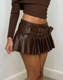 MQTIME  -  Grommet Belt PU Leather Mini Pleated Skirts Women Fashion Y2K High Waist Slim A-line Short Skirts Casual Streetwear Bottoms