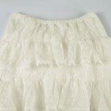  MQTIME  -  French vacation style lace patchwork slim and figure-flattering versatile tiered half skirt
