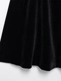 MQTIME  -  Velvet Halter Dress Black Sexy Slim Fit Elegant Straight Collar Waist Cinched Short Dresses Camisole Evening Gown Women's Wear