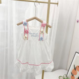 MQTIME  -  2024 New Summer Children Girls Dress Korean Cotton Flower Baby Girls Dress Loose Letter Floral Pattern Toddler Girls Sling Dress