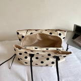  MQTIME  -  Women Polka Dot Canvas Tote Bag Long Top Handles Daily School Shopping Shoulder Bags New Trend Fashion Handbag Unbranded