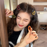 Mqtime Korean Cute Sweet Colored Love Heart Hairpin Trendy y2k Girls Student Simple Hair Clip Female Hair Accessories Wholesale