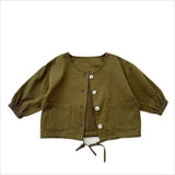 MQTIME  -  Autumn New Children Long Sleeve Coat Solid Baby Boys Vintage Jacket Fashion Kids Girls Casual Cardigan Toddler Clothes