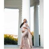 MQTIME  -  Maternity Photography Props Dress Pregnant Woman Photo Shoot Outfit Long Dresses Sexy Goddess Shiny Rhinestone Sequins Cape