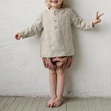  MQTIME  -  Casual Daily Cotton And Linen Children's Shirt Autumn New Retro Mori Buttons Long-Sleeved Shirts Boys And Girls Clothing