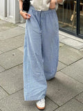 MQTIME  -  Women's Spring Summer Baggy Pants Fashion Drawstring Waistband Loose Wide Leg Striped Pants Y2K Streetwear