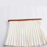  MQTIME  -  Women's Pleated Skirt High Waist Mini Skirt Women's Fashion Belt Short Skirt Casual Elegant Women's Skirt Summer