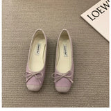 MQTIME  - New Elegant Ballet Shoes Woman Classic Square Toe Bowtie Ballerina Flats Ladies Soft Loafers Comfortable Flat Shoes Ladies Shoes