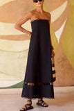 MQTIME  -  Sexy Off Shoulder Sleeveless Party Dress Summer Fashion Solid Color Hollow Vacation Dress Women High Waist Summer A-line Dresses
