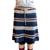MQTIME  -   New Japanese Korean Street Heavy Knit Striped Skirt Unique Fashion Versatile A-line Half Skirt Trendy Design Elegant Women