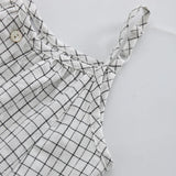 MQTIME  -  100%Cotton White Plaid Girls Dress Summer New Children's Casual Loose Sleeveless Adjustable Sling Dresses With Two Large Pockets
