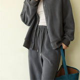 MQTIME  -  Fashion Straight Pants Double-Faced Fleece High Waisted Solid Wide Leg Trousers Winter Casual Street Commuting Women's Clothes