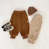 ﻿ MQTIME  -  New autumn clothing for infants aged 0-3, stylish casual pants, double-sided velvet casual pants