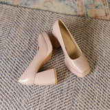 Mqtime High heels women autumn new waterproof platform Mary Jane shoes thick heel square head shallow mouth single shoes women