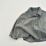 MQTIME  -  Autumn New Children Loose Denim Cardigan Girls Vintage Dolman Sleeve Jacket Fashion Kids Boys Casual Coat Baby Clothes
