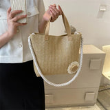 Mqtime Small clear fashion flower woven shoulder bag  retro minimalist square bag woven vegetable basket bag