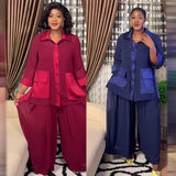 MQTIME  -  Women's There Piece Sets 2025 Spring And Summer New Women's Solid Color Casual Cardigan Top Wide Legged Pants Suit Two-Piece Set