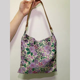 MQTIME  -  Shoulder Bags Soft Purple Literary Vintage Minority Design Office Lady Solid Color Tote Belt Chain Floral Printed Zipper Square