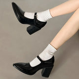 MQTIME -  Women's Pumps Pointed Toe Mary Janes Shoes High Heels Lolita Shoes Platform Ankle Strap Dress Shoes Black Plus Size 41 1695N