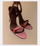 MQTIME  -  New Versatile Open Toed Round Head Rear Tripping Strap One Word Strap Metal Buckle High Heel Sandals for Women