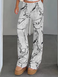  MQTIME  -  Vintage Streetwear Print High Waist All Match Loose Fashion Knitted Long Pants