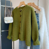 MQTIME  -  2025 Corner Button Sweater Cardigan Casual Loose Spring New Models with Knitted Sweater Jacket Women Clothing
