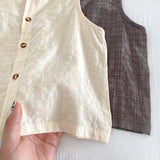 MQTIME  -  Kids Tee Clothing Set Linen Vest And Shorts Boys Girls 2 Pcs Suit Summer Children Outwear Clothes